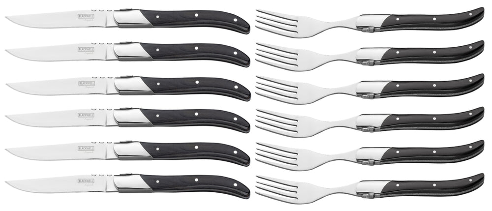 Blackwell Steakbestik Laguiole - Steakknive & Steakgafler - Pakkatræ - 12 Styk