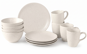 Broste Copenhagen Morgenmadssæt Nordic Vanilla 12-delt / 4 personer - 4 morgenmadstallerkener, 4 skåle og 4 kopper