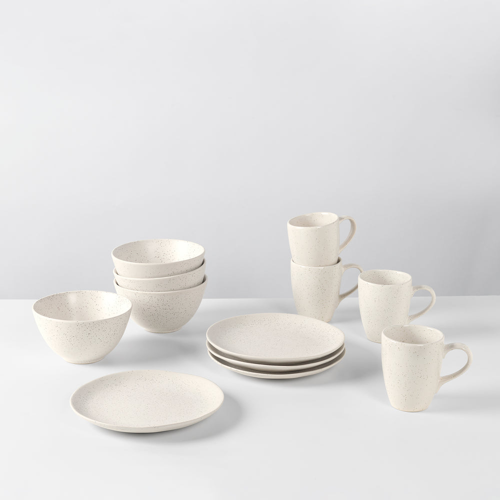 Broste Copenhagen Morgenmadssæt Nordic Vanilla 12-delt / 4 personer - 4 morgenmadstallerkener, 4 skåle og 4 kopper