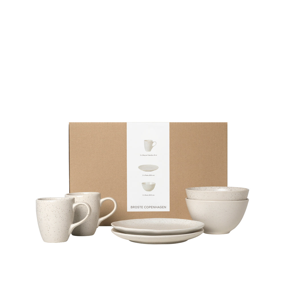 Broste Copenhagen Morgenmadssæt Nordic Vanilla 6-delt / 2 personer - 2 morgenmadstallerkener, 2 skåle og 2 kopper