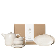 Broste Copenhagen Theeset Nordic Vanilla 7-delig / 2 personer - 1 teapot, 2 tallerkener og 2 kopper og skåle