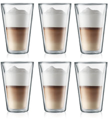 Bodum Dubbelwandige latte macchiato glas Canteen - patenteret ventil - 400 ml - 6 stk.