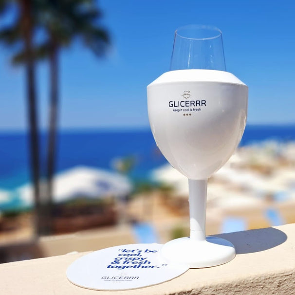 GLICERRR Vinglas køler og holder sæt + glas - 4 stk.