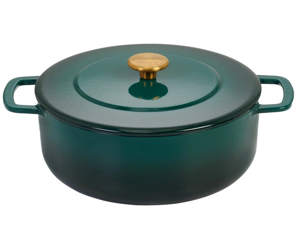 Combekk Stegegryde med låg Støbejern Holly Green ø 28 cm / 5.3 Liter - emaljeret non-stick belægning