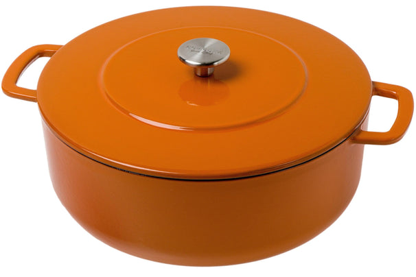Combekk Stegegryde Støbejern Orange ø 28 cm / 5,3 Liter - emaljeret non-stick belægning
