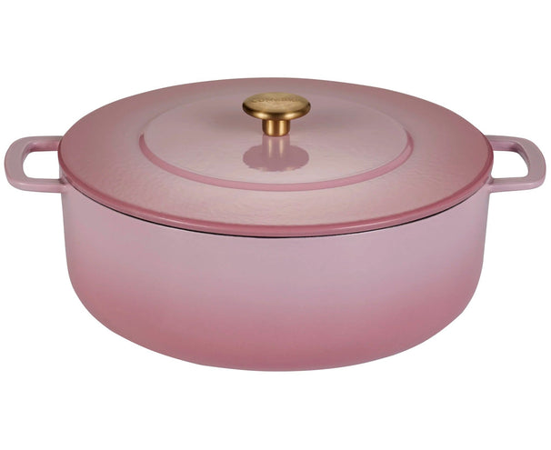 Combekk Stegegryde med låg Støbejern Pink ø 28 cm / 5.3 Liter - emaljeret non-stick belægning