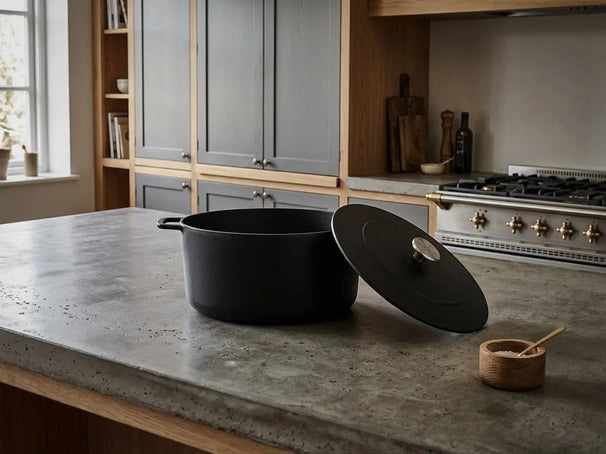Combekk Stegegryde med låg Støbejern Sort ø 32 cm / 12 Liter - emaljeret non-stick belægning