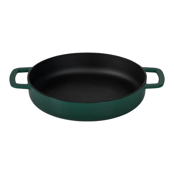 Combekk Stegepande med 2 håndtag Støbejern Holly Green ø 24 cm - emaljeret non-stick belægning