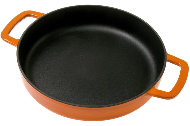 Combekk Stegepande Skillet med 2 greb Støbejern Orange ø 24 cm - emaljeret non-stick belægning