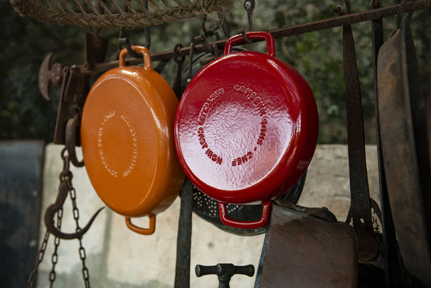 Combekk Stegepande Skillet med 2 greb Støbejern Orange ø 24 cm - emaljeret non-stick belægning