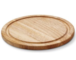 Continenta Houten Pizzaplank / Serveerplank met Sapgeul - Rubberhout - ø 25 cm
