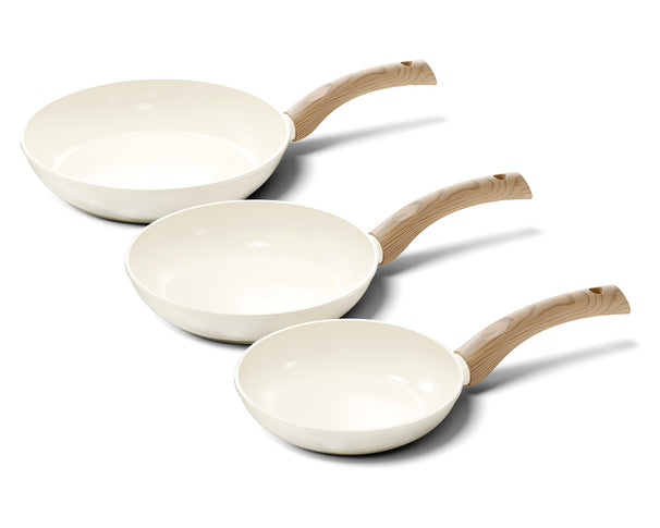CP Stegepande Sæt Go Ivory Creme 3-delt - ø 20, 24 & 28 cm - keramisk non-stick belægning