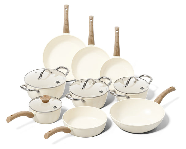 CP Pandesæt Go Ivory Crème 9-delt - keramisk non-stick belægning