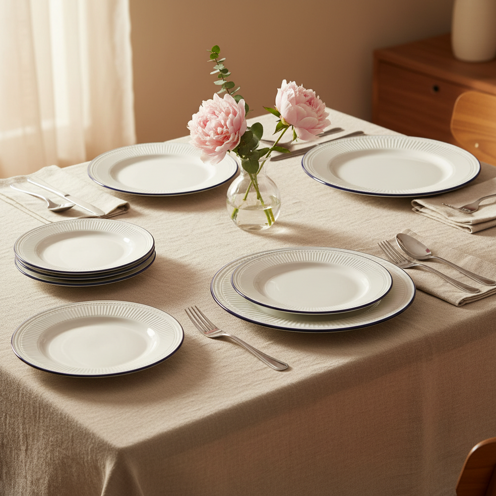 Cookinglife Serviesset Whitmore 18-delig / 6 personer - 6 dinerborden, 6 ontbijtborden og 6 skåle