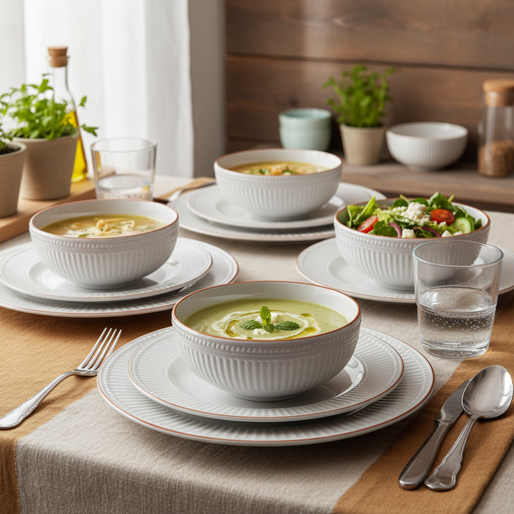 Cookinglife Serviesset Stratton 24-delig / 6 personer - 6 dinerborden, 6 ontbijtborden, 6 diepe borden og 6 skåle
