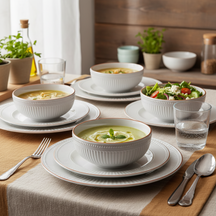 Cookinglife Serviesset Stratton 24-delig / 6 personer - 6 dinerborden, 6 ontbijtborden, 6 diepe borden og 6 skåle