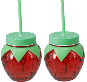 Cookinglife Waterglas Jordbær 2 Styk - Cocktailglas med Sugrør