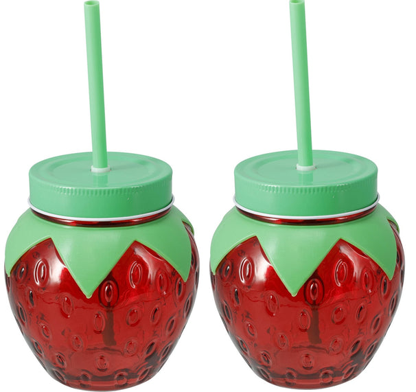 Cookinglife Waterglas Jordbær 2 Styk - Cocktailglas med Sugrør