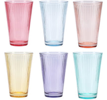 Cookinglife Vandglas 300 ml Glas - Sæt af 6 Farverige Drikkeglas