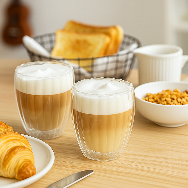 Cookinglife Dubbelwandige Latte Macchiato glas / Kaffeeglas Pumpkin 300 ml - 2 stk.