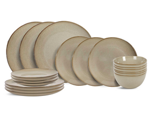Cookinglife Serviesset Sabi Beige 18-delig / 6 personer - 6 middagstallerkener, 6 morgenmadstallerkener og 6 skåle