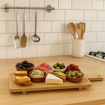 Cookinglife Serveringsbræt / Tapasbræt på ben - L - Bamboe - 58 x 19 cm
