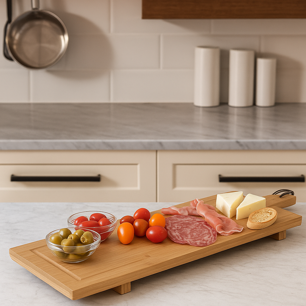 Cookinglife Serveerplank / Tapasplank på ben - XL - Bamboe - 88 x 26 cm