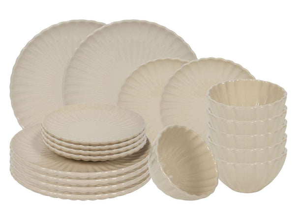 Cookinglife Serviesset Cardida Beige 18-delig / 6 personer - 6 dinerborde, 6 morgenborde og 6 skåle