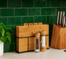 Cookinglife Snijplankenset Bamboe med houder 5-delig