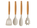 Cookinglife Køkkenredskaber sæt - Kogegrej sæt - træ beige 4 dele - Stegeske, serveringsske, salatske & spaghettiske
