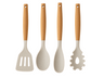 Cookinglife Køkkenredskaber sæt - Kogegrej sæt - træ beige 4 dele - Stegeske, serveringsske, salatske & spaghettiske