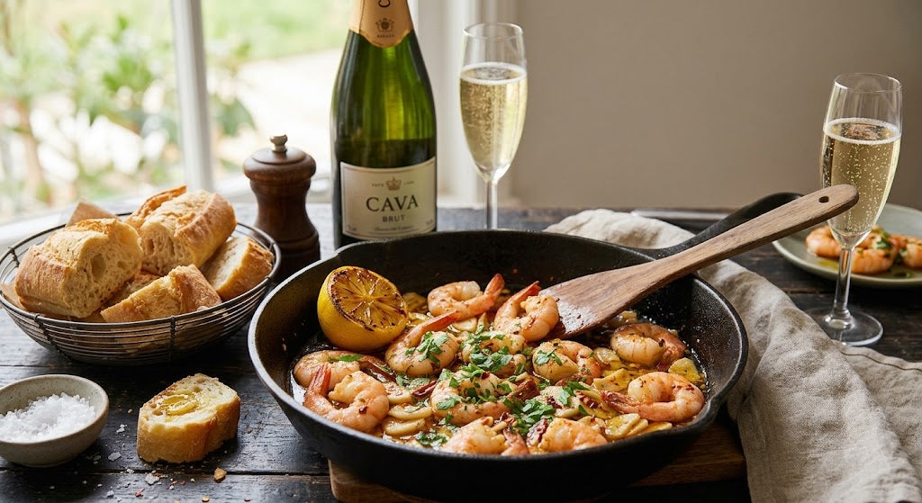 Saftige gambas med hvidløg, chili og et strejf af citron. Klar på et kvarter.