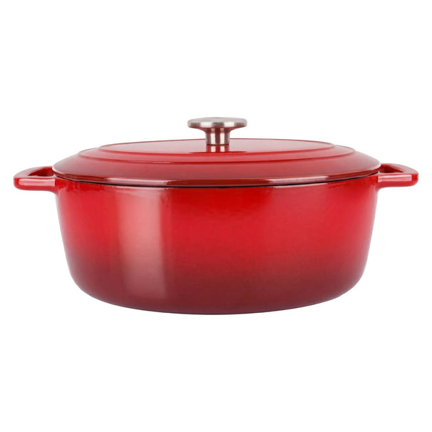 Cosy & Trendy Braadpan med deksel Fontestic Gietijzer Traditional Red Ovaal - 31 x 24 cm / 6 Liter - emailleret non-stick belægning