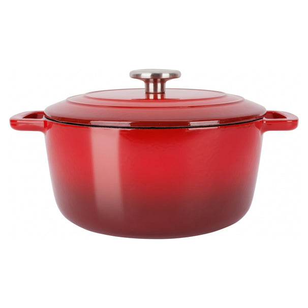 Cosy & Trendy Braadpan med låg Fontestic Gietijzer Traditional Red Ø 24 cm / 4.6 Liter - emaljeret non-stick belægning