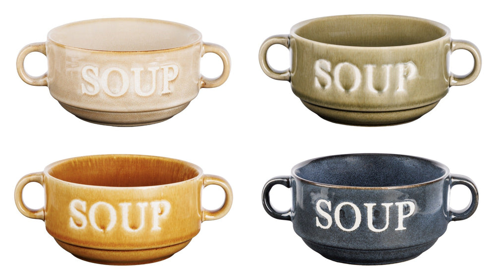 Cosy & Trendy Suppeskåle / Skåle Soup Multicolor ø 12 cm / 450 ml - 4 stk.
