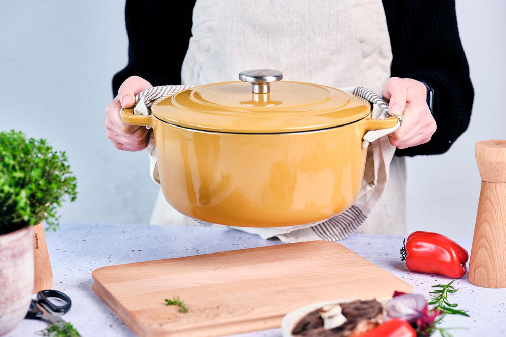 Cosy & Trendy Braadpan med deksel Fontestic Gietijzer Amber Gold Ø 28 cm / 6.8 Liter - emaljeret non-stick belægning
