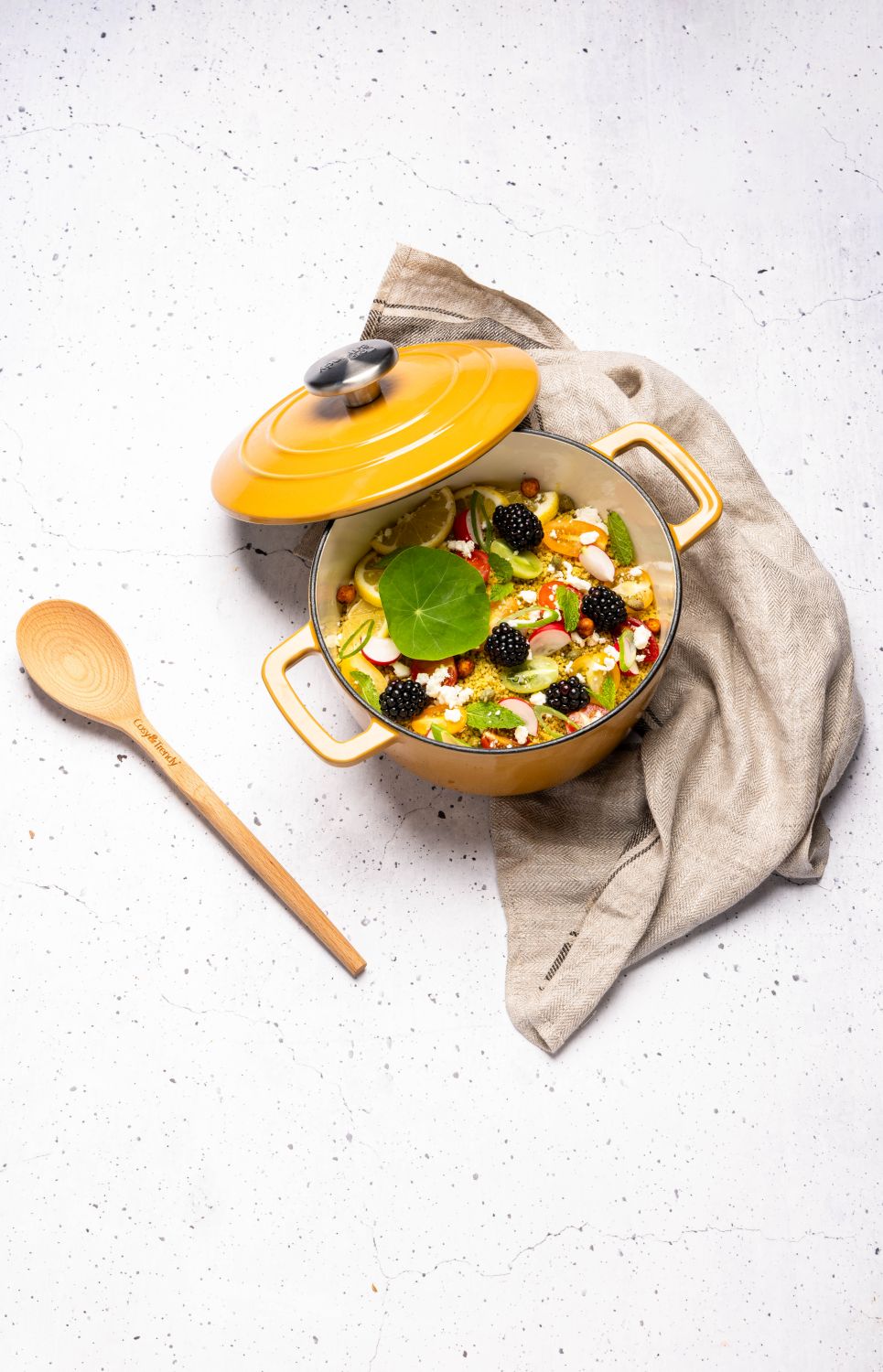 Cosy & Trendy Braadpan med deksel Fontestic Gietijzer Amber Gold Ø 28 cm / 6.8 Liter - emaljeret non-stick belægning