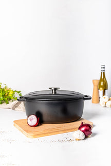 Cosy & Trendy Braadpan med deksel Fontestic Gietijzer Black Ovaal - 31 x 24 cm / 6 Liter - emaljeret non-stick belægning