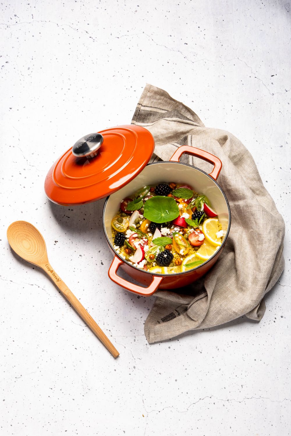 Cosy & Trendy Braadpan med deksel Fontestic Gietijzer Roest Ø 20 cm / 2.7 Liter - emaljeret non-stick belægning
