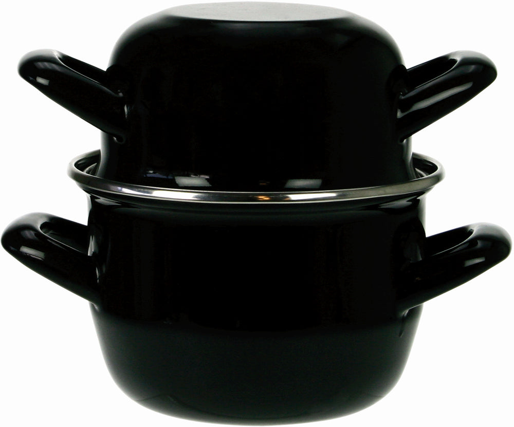 Cosy & Trendy Mosselpan - Emaille - Induktionsvenlig - Sort - ø 24 cm / 4 liter - emaljeret non-stick belægning