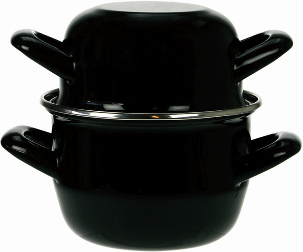 Cosy & Trendy Mosselpan - Emaille - Induktionsvenlig - Sort - ø 24 cm / 4 liter - emaljeret non-stick belægning