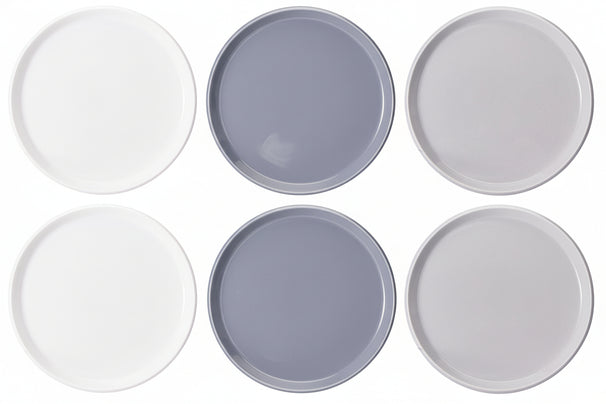 Cookinglife Dinerborden Siaki - Hvid / Blå / Grå ø 26.5 cm - Porcelæn - 6 stk.