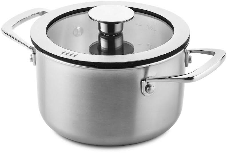 DUCQ Pannenset 6-Delig - Downdraft Egnet - Kogepande ø 16, 18, 20, 24 cm & Stegepande ø 16 cm & Gryde ø 26 cm + Låg