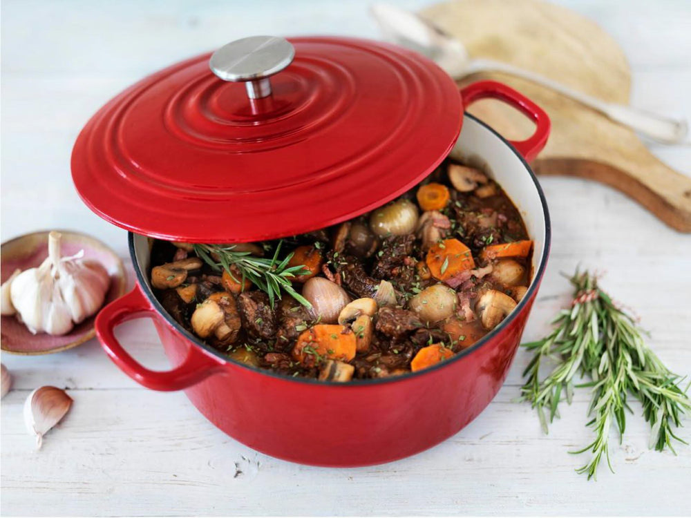 BK Stegegryde Bourgogne Chili Red Gussejern ø 24 cm / 4.2 liter - emaljeret non-stick belægning