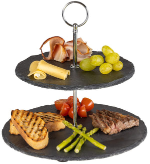 Sareva Etagere - Serveringstårn - Skifer - ø 20 & 22 cm - 2 Lag