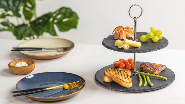 Sareva Etagere - Serveringstårn - Skifer - ø 20 & 22 cm - 2 Lag