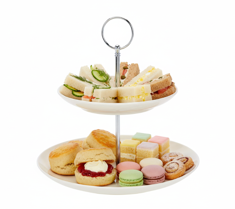 Cookinglife Etagère Porcelæn 2-lags ø 17 & 21 cm - Serveringstårn til Snacks og Desserter