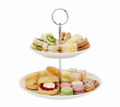 Cookinglife Etagère Porcelæn 2-lags ø 17 & 21 cm - Serveringstårn til Snacks og Desserter