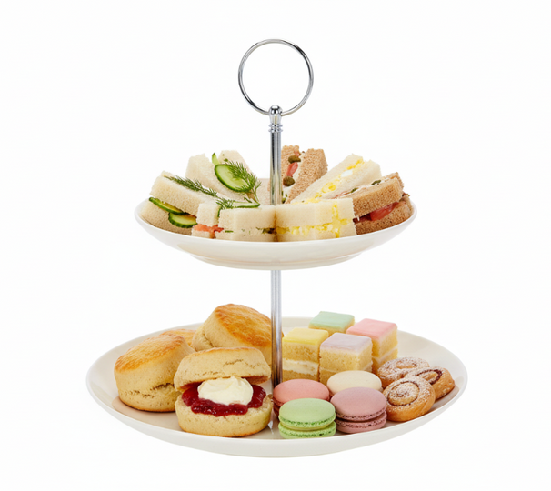 Cookinglife Etagère Porcelæn 2-lags ø 17 & 21 cm - Serveringstårn til Snacks og Desserter