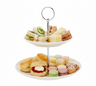 Cookinglife Etagère Porcelæn 2-lags ø 17 & 21 cm - Serveringstårn til Snacks og Desserter
